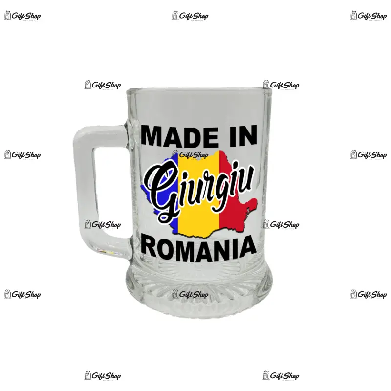 Made in giurgiu romania, halba cu mesaj